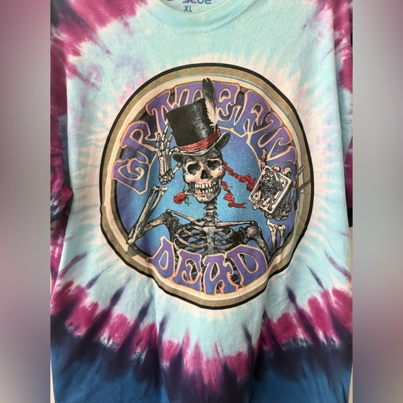 Vintage 1999 Grateful Dead TShirt XL Tie Dye Liquid Blue Queen of Spades 2 Side - Picture 4 of 6